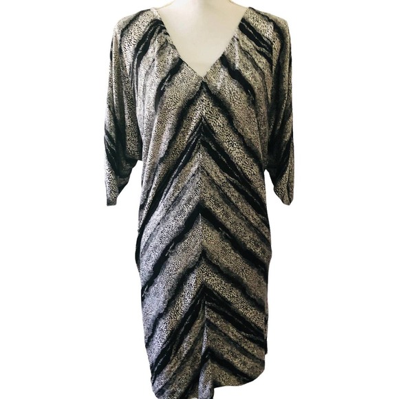 DVF Diane Von Furstenberg Vintage Clara Monochrome Batwing Silk Dress Size 10 - Picture 1 of 9
